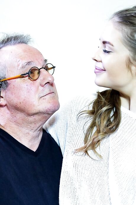 Beautiful teen with small tits Alessandra Jane gets railed by a horny old man